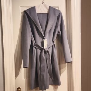 Uniqlo Women Blue Hooded Wool Blend Light Coat, Size XL